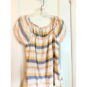 St John's Bay Patterned Butterfly Sleeve Top, Size M